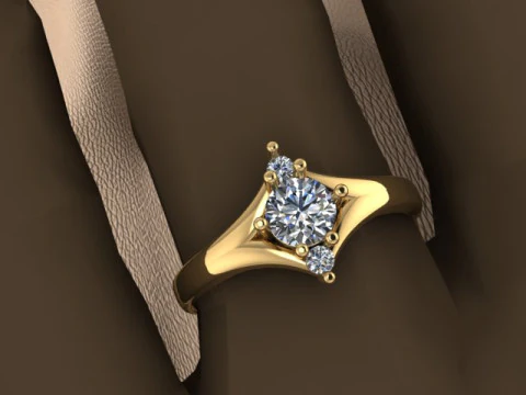 Printable STL jewelry engagement triple ring gems 07ct 3D Print Model