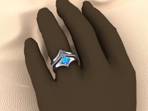 Printable STL jewelry engagement triple ring gems 07ct Model do druku 3D