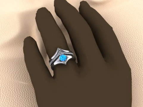 Printable STL jewelry engagement triple ring gems 07ct 3D Print Model