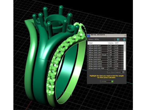 Printable STL jewelry engagement triple ring gems 07ct Model do druku 3D
