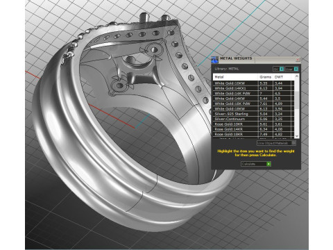 Printable STL jewelry engagement triple ring gems 07ct Model do druku 3D