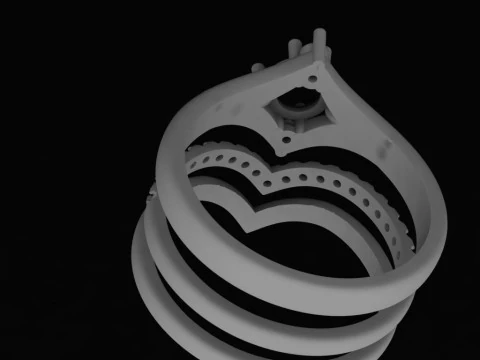 Printable STL jewelry engagement triple ring gems 07ct 3D Print Model