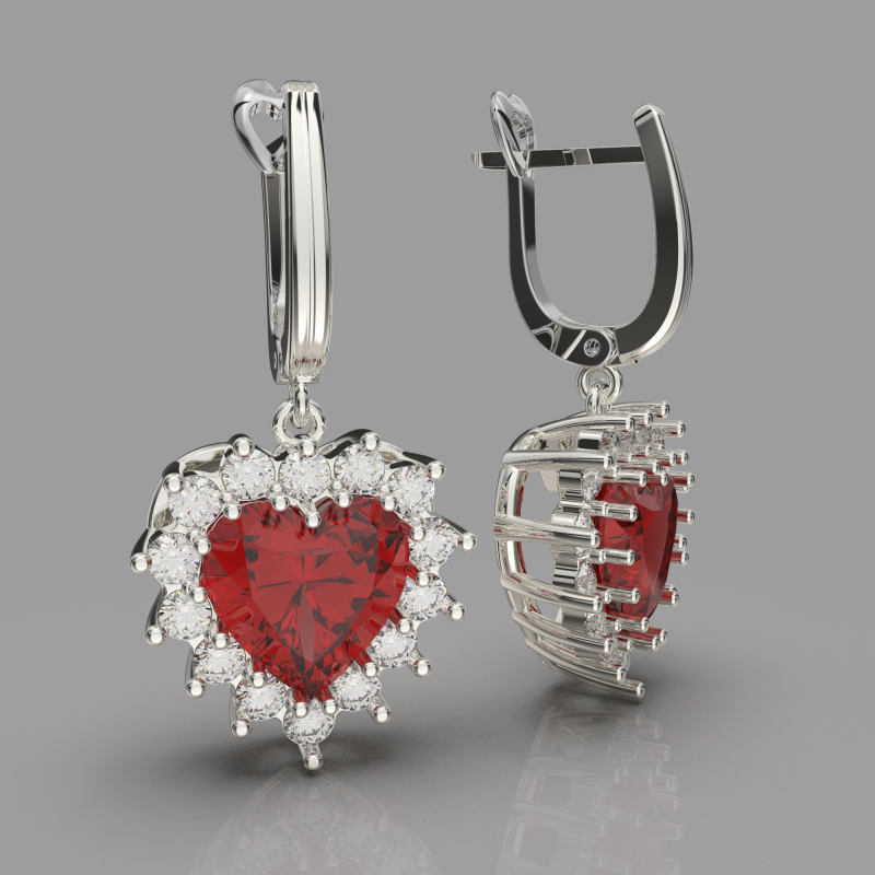 Printable STL jewelry earring gem heart 10x10mm 9ct 3Dプリントモデル .c4d .max .obj .3ds .fbx .stl .blend 