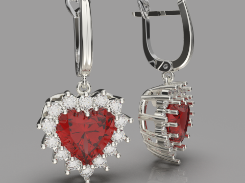 Printable STL jewelry earring gem heart 10x10mm 9ct 3D Print Model