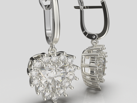 Printable STL jewelry earring gem heart 10x10mm 9ct 3Dプリントモデル