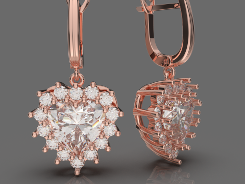 Printable STL jewelry earring gem heart 10x10mm 9ct 3Dプリントモデル