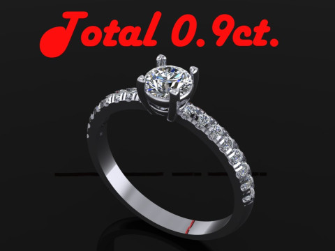 Jewelry ENGAGEMENT SOL ring gem 06ct Printable STL 3D Print Model