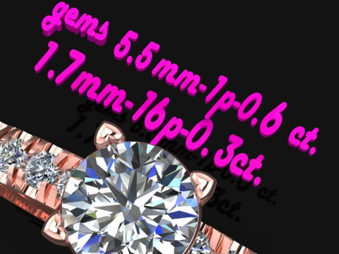 Jewelry ENGAGEMENT SOL ring gem 06ct Printable STL 3D Print Model