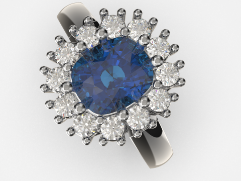 Printable STL jewelry engagement ring gem cushion 2ct Model do druku 3D