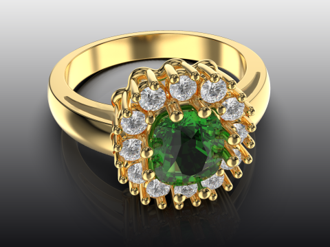 Printable STL jewelry engagement ring gem cushion 2ct 3Dプリントモデル