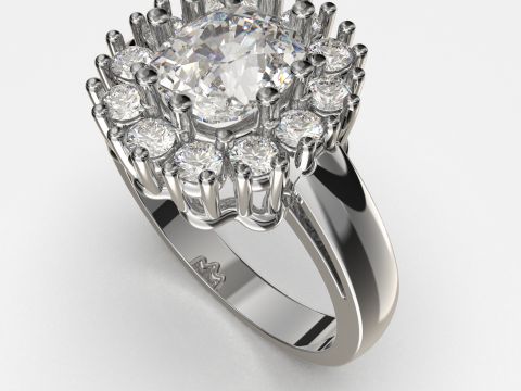 Printable STL jewelry engagement ring gem cushion 2ct 3Dプリントモデル