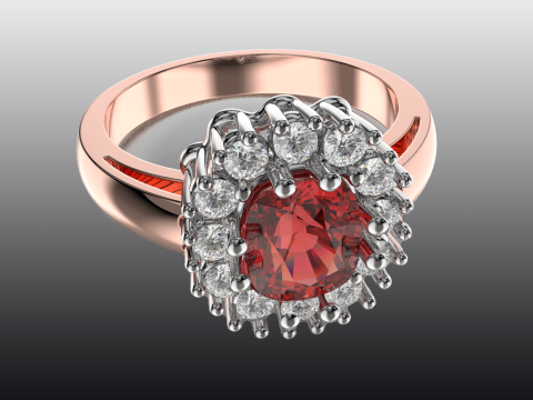 Printable STL jewelry engagement ring gem cushion 2ct 3Dプリントモデル