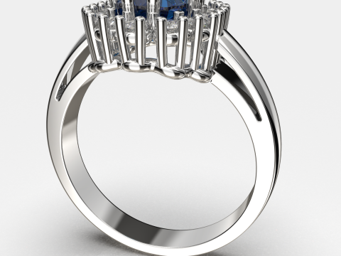 Printable STL jewelry engagement ring gem cushion 2ct 3Dプリントモデル