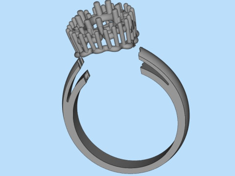 Printable STL jewelry engagement ring gem cushion 2ct 3Dプリントモデル