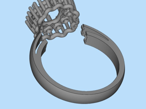 Printable STL jewelry engagement ring gem cushion 2ct 3Dプリントモデル