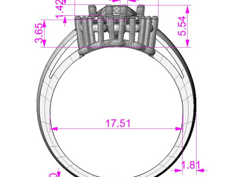 Printable STL jewelry engagement ring gem cushion 2ct 3Dプリントモデル