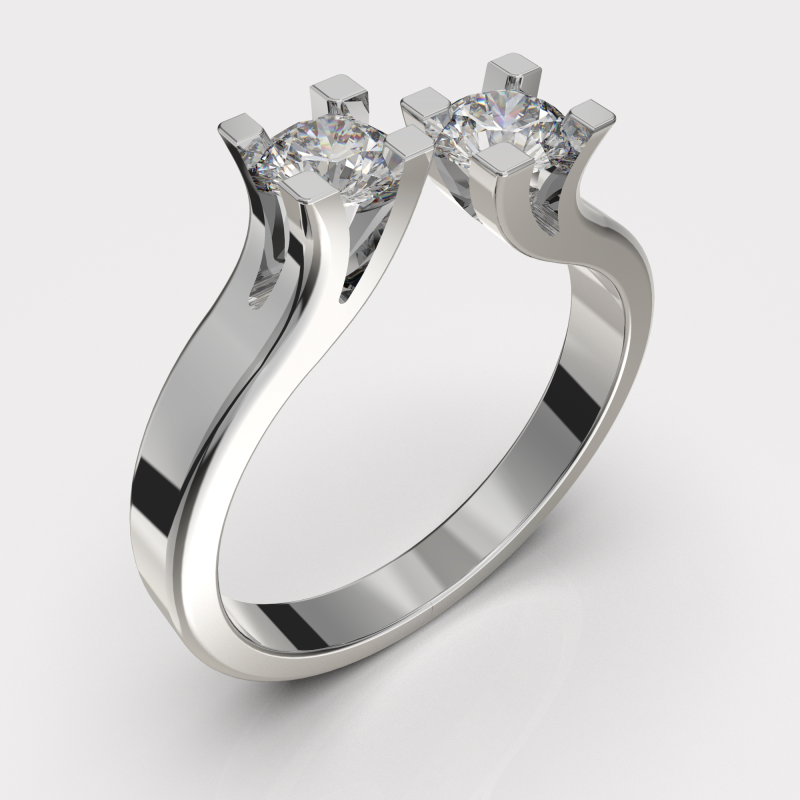 Jewelry Engagement doble Ring two diamonds 032ct ready to print 3Dプリントモデル .c4d .max .obj .3ds .fbx .stl .blend 