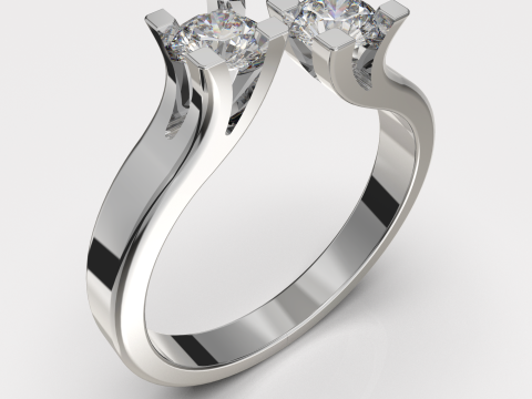 Jewelry Engagement doble Ring two diamonds 032ct ready to print 3Dプリントモデル