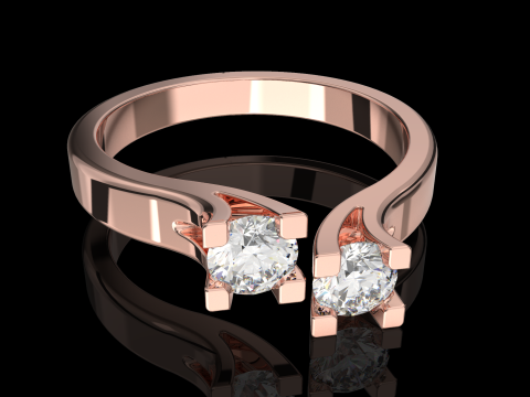 Jewelry Engagement doble Ring two diamonds 032ct ready to print 3Dプリントモデル