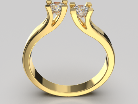 Jewelry Engagement doble Ring two diamonds 032ct ready to print 3Dプリントモデル