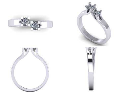 Jewelry Engagement doble Ring two diamonds 032ct ready to print 3Dプリントモデル