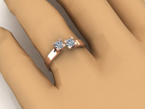 Jewelry Engagement doble Ring two diamonds 032ct ready to print 3Dプリントモデル