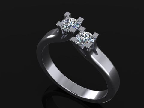 Jewelry Engagement doble Ring two diamonds 032ct ready to print 3Dプリントモデル