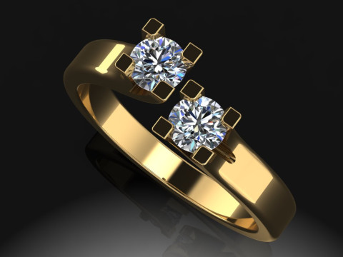 Jewelry Engagement doble Ring two diamonds 032ct ready to print 3Dプリントモデル