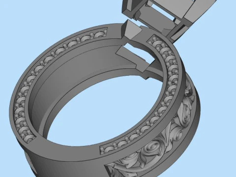 Printable jewelry vintage signet with stone princess 8x8mm 3ct 3D Print Model
