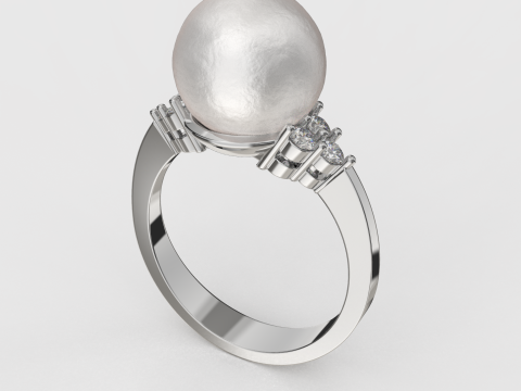 Printable ring with pearl 10mm STL 3D Baskı Modeli