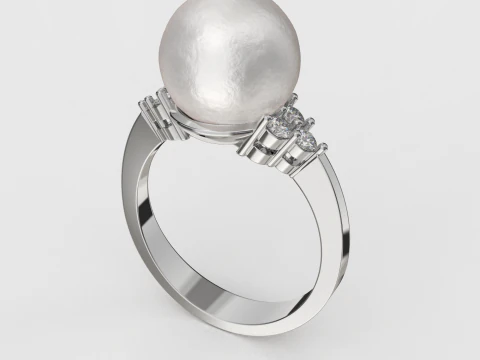 İncili basılabilir y&uuml;z&uuml;k 10mm STL 3D Baskı Modeli