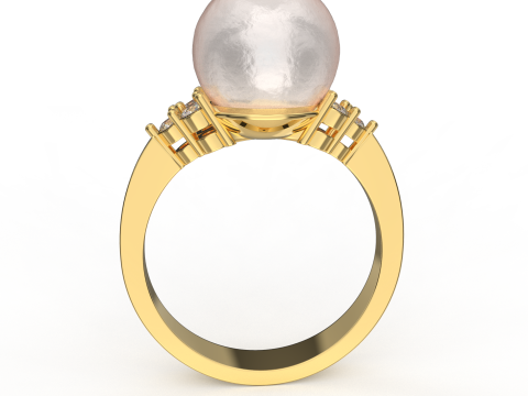 Printable ring with pearl 10mm STL 3D Принт Модель
