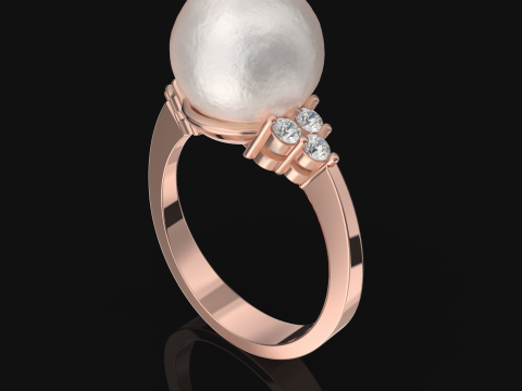 Printable ring with pearl 10mm STL 3D Принт Модель