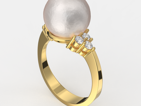 Printable ring with pearl 10mm STL 3D Принт Модель