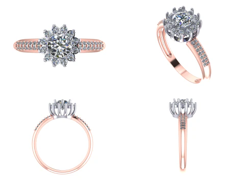 珠宝订婚戒指 1 克拉可打印 STL 美国尺寸 925 戒指尺寸内径 192 毫米 ----- 3D 打印模型