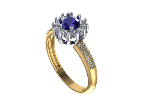 Jewelry engagement ring 1ct Printable STL US Size 925 Ring size inner diameter 192 mm ----- 3D-printmodel