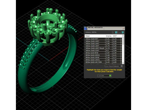 Jewelry engagement ring 1ct Printable STL US Size 925 Ring size inner diameter 192 mm ----- 3D Print Model