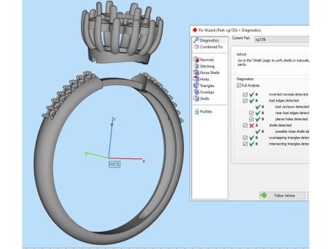 Jewelry engagement ring 1ct Printable STL US Size 925 Ring size inner diameter 192 mm ----- 3D-printmodel