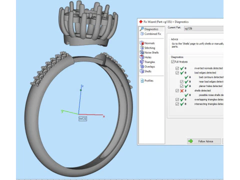 Jewelry engagement ring 1ct Printable STL US Size 925 Ring size inner diameter 192 mm ----- 3D Print Model