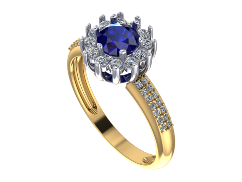 Jewelry engagement ring 1ct Printable STL US Size 925 Ring size inner diameter 192 mm ----- 3D-printmodel