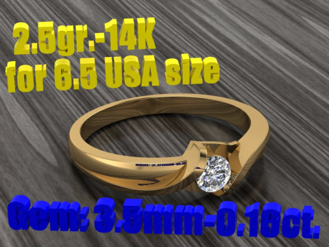 Printable jewelry SOL Ring diamond 016ct 3D Принт Модель