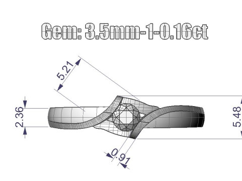 Printable jewelry SOL Ring diamond 016ct 3D Принт Модель