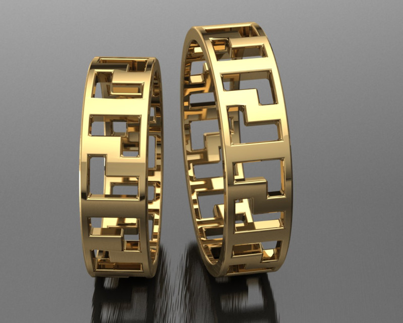 Printable jewelry wedding ring greek pattern STL 3D 打印模型 .c4d .max .obj .3ds .fbx .stl .blend 