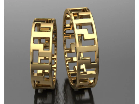 Yazdırılabilir mücevher alyans yunan desen STL 3D Baskı Modeli