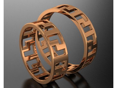 Printable jewelry wedding ring greek pattern STL 3D 打印模型