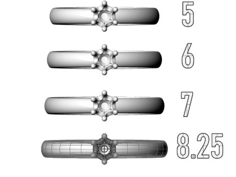 3 production options Ring crown Model Cetak 3D