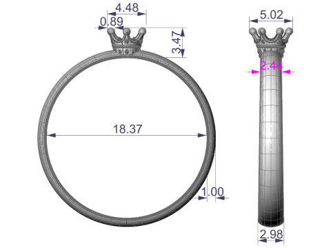 3 production options Ring crown Model Cetak 3D