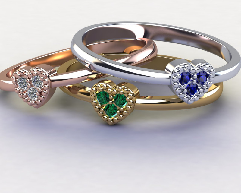 Engagement Ring heart with 3 diamonds printable STL Modelo de impresión 3D .c4d .max .obj .3ds .fbx .stl .blend 