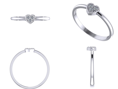 Engagement Ring heart with 3 diamonds printable STL Modelo de impresión 3D