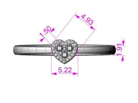 Engagement Ring heart with 3 diamonds printable STL Modelo de impresión 3D